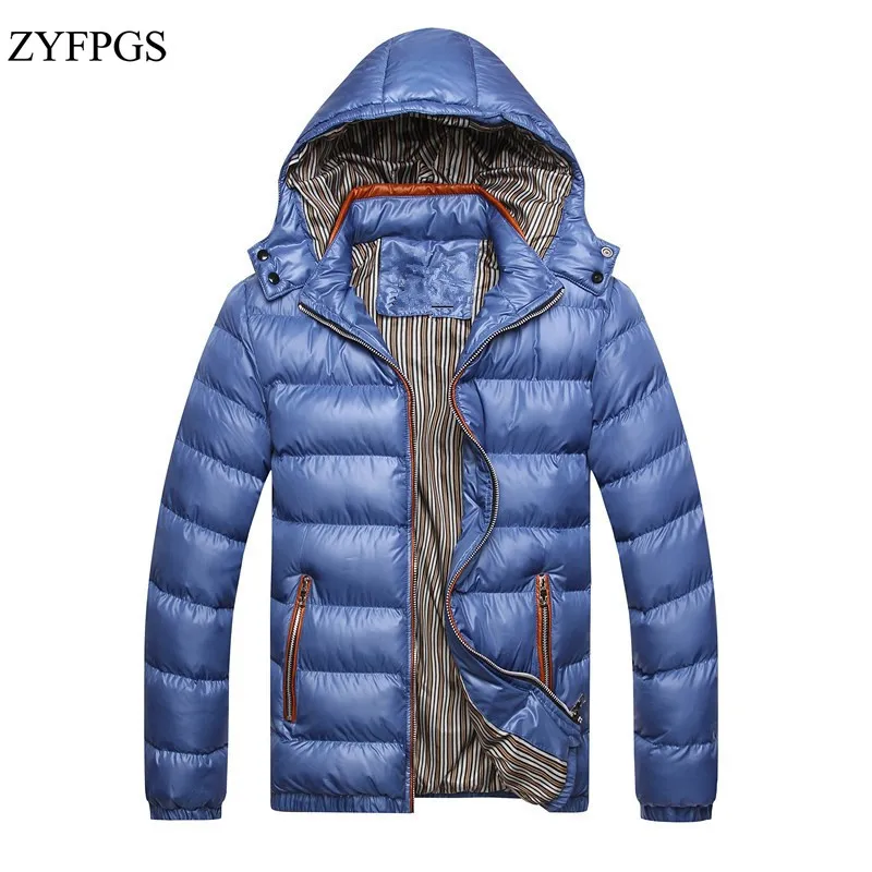 ZYFPGS 2018 Solid Hooded Men's Casual Winter Jackets Coats Thick Parkas Thermal Slim Fit Brand Parka Clothes 923 | Мужская одежда