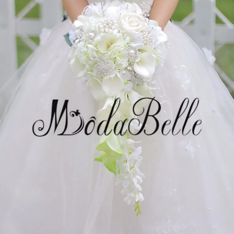 Modabelle белый водопад Свадебные цветы Ramo Novia Boda фуксия розовый цветок букеты ruidsboeket Ramos De Novia искусственные