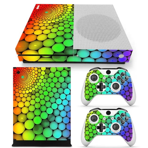 Красочные Съемный Виниловые наклейки кожи для Xbox One S консоли+ 2 шт. контроллер Cover всего тела - Цвет: TN-XboneS-0720