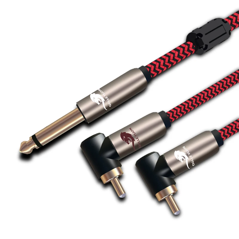 Hi fi стерео моно 1/4 &quotJack 6 5 мм к двойному RCA Phono аудио кабель 2 гитарный