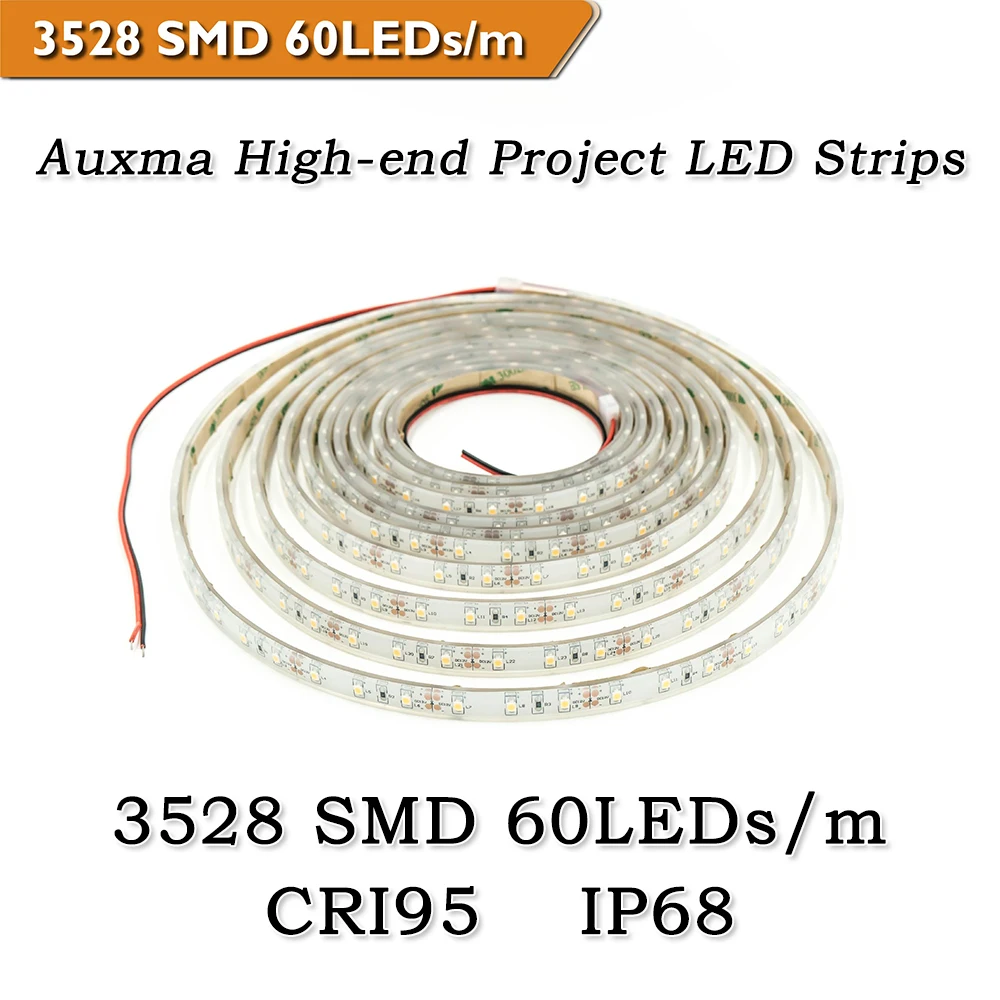 Auxma 3528 CRI95 60 светодиодов/м IP68 DC12V/24 В 300 светодиодов/катушка 5 метров/катушка