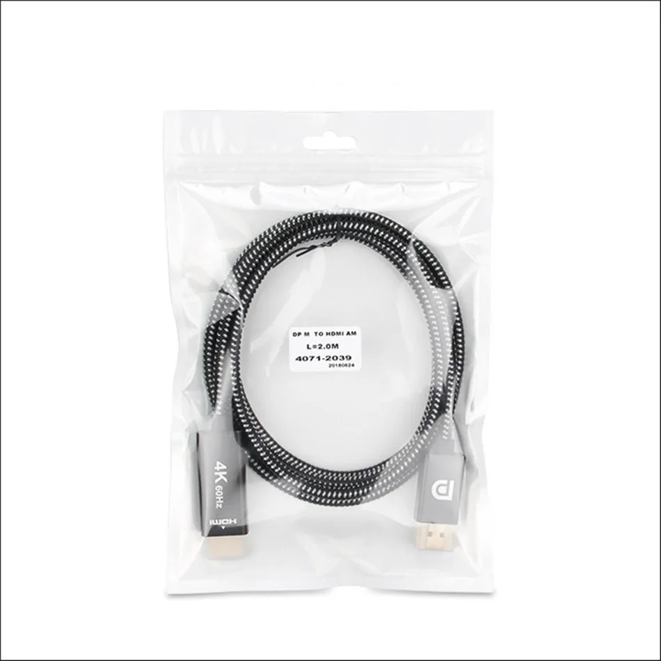 2 м Дисплей Порты и разъёмы HDMI кабель DP to HDMI к HDMI 2,0 адаптер для проектора Дисплей Порты и разъёмы 4K 60 Гц аудио конвертер черный, белый цвет тесьмы