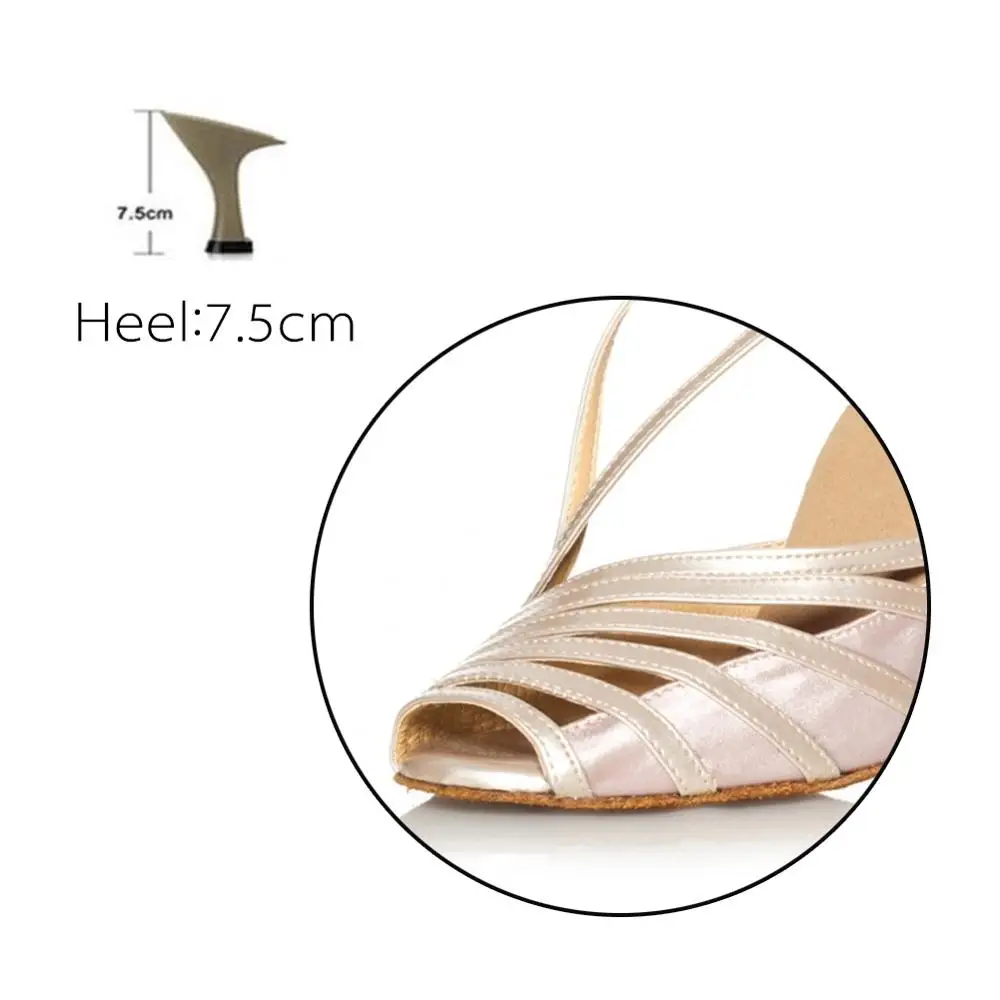 Nude 7.5CM HROYL Для женщин обувь для латинских бальных танцев женские Сальса сандалии Мягкая подошва женские Самба бальных танцев вечерние 6/7. 5/8. 5/10 см Резина - Цвет: Nude 7.5CM