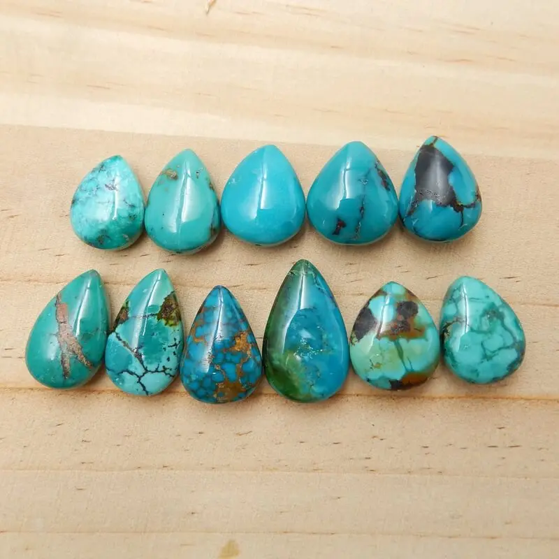 

Hot Sale New Design 11 PCS Turquoise Teardrop Gemstone Loose Beads, 25x16x8mm,17x13x7mm,41.6g