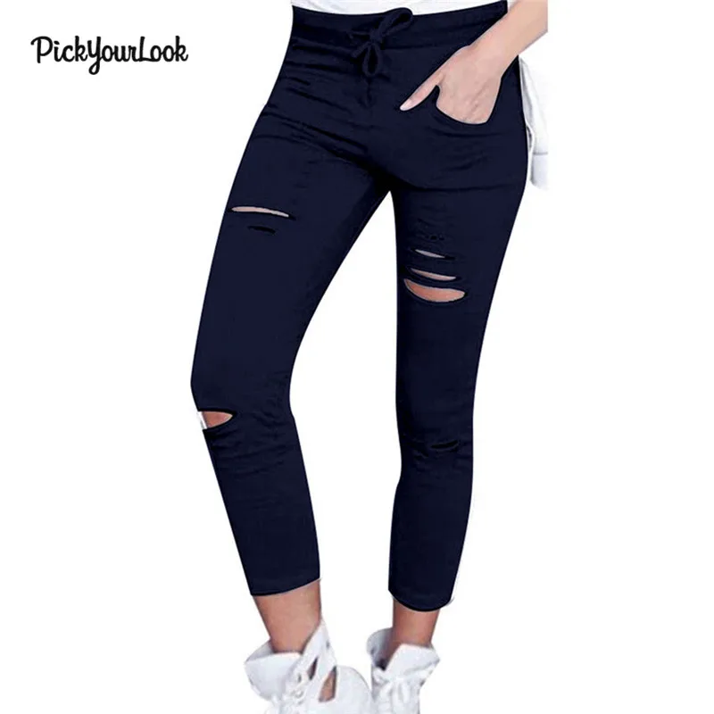 Pickyourlook женские рваные брюки с высокой талией джинсы-скинни трусы леггинсы