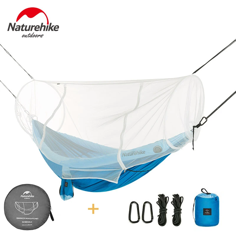 Blue and net cover Naturehike Открытый Кемпинг гамак портативный Гамаки с надувными воздушными трубками комфорт для альпинизма Приключения Пешие прогулки путешествия - Цвет: Blue and net cover