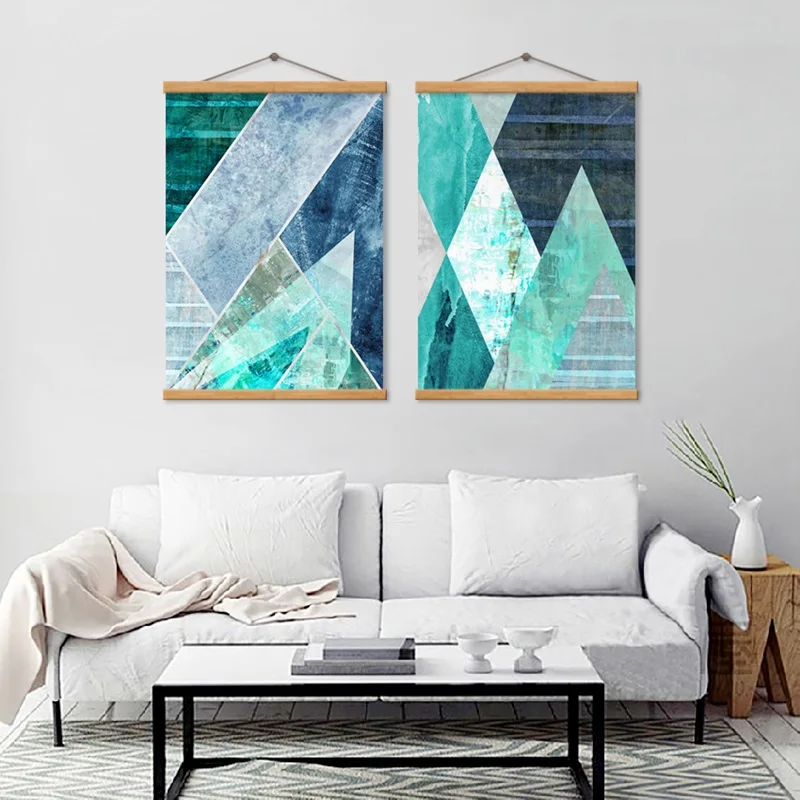 SPLSPL абстрактные геометрические бирюзовые художественные украшения холст