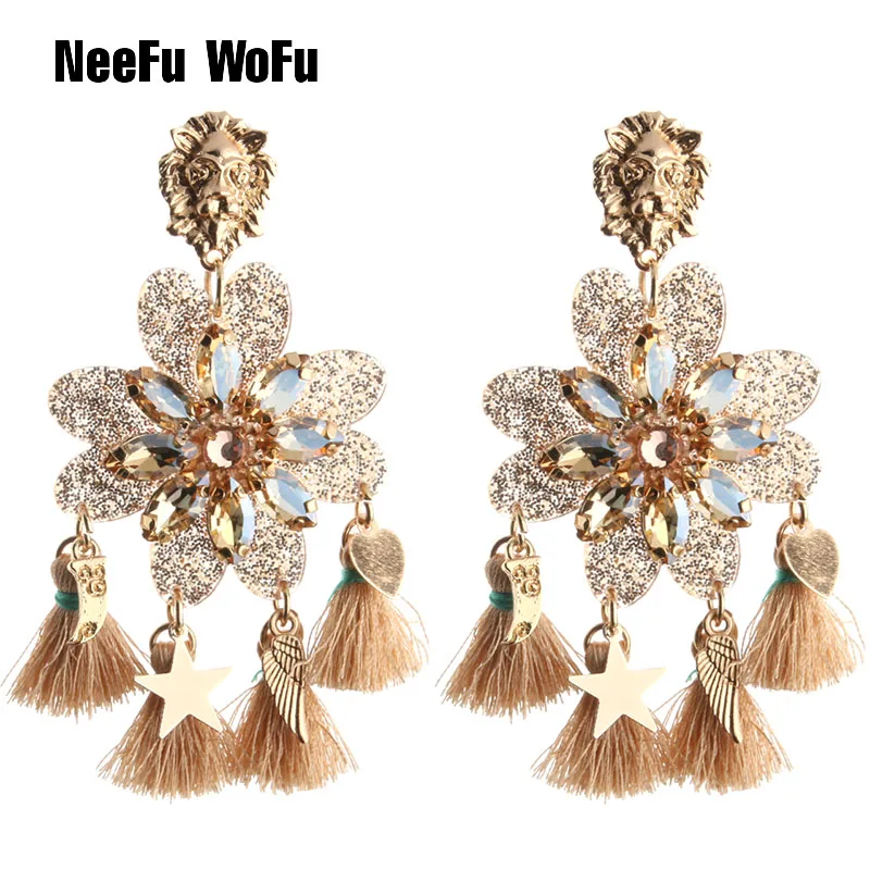 Новые висячие серьги NeeFu WoFu из смолы с кисточками большие для женщин большая