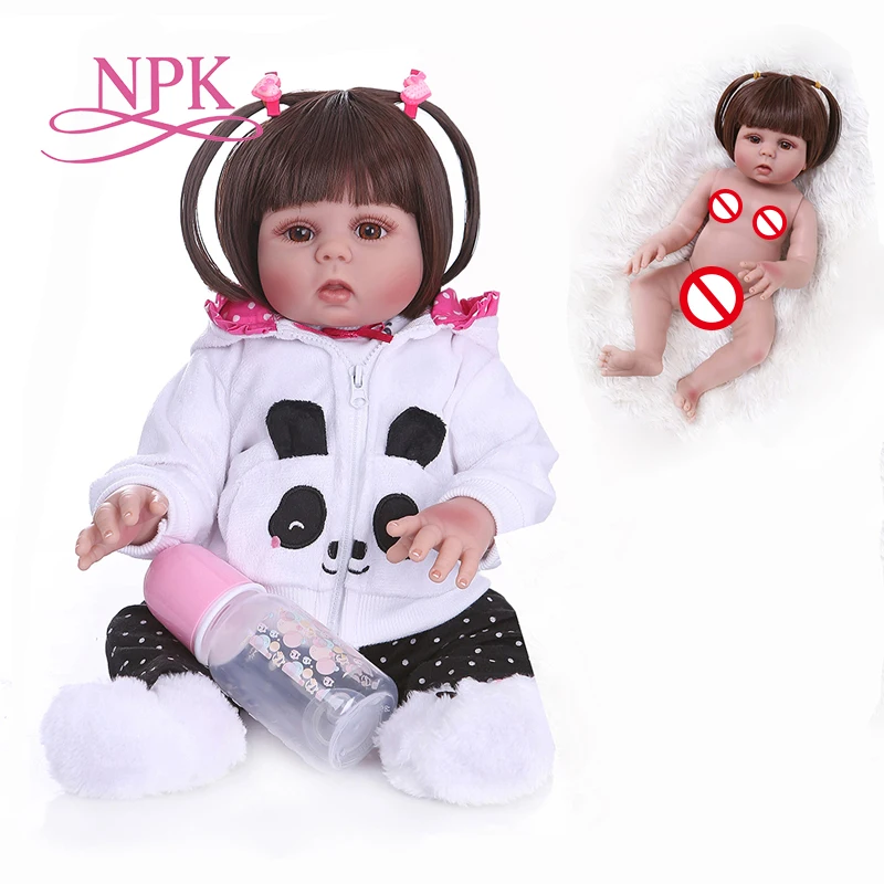 NPK 48 см кукла bebe младенец получивший новую жизнь девочка в розовом платье полный