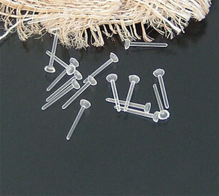 

100pcs/lot 13x3mm Hypoallergenic Plastic Paste Ear Stud Ear Hook DIY Handmade Jewelry accessories