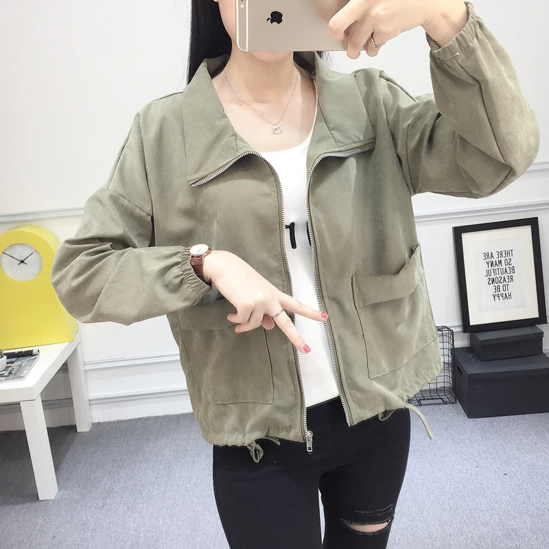 light green Women Jacket Basic Coat Spring Summer Newest Fashion Female Casual Long Sleeve Loose Solid Short Thin Jacket Outerwear Coat - Цвет: light green