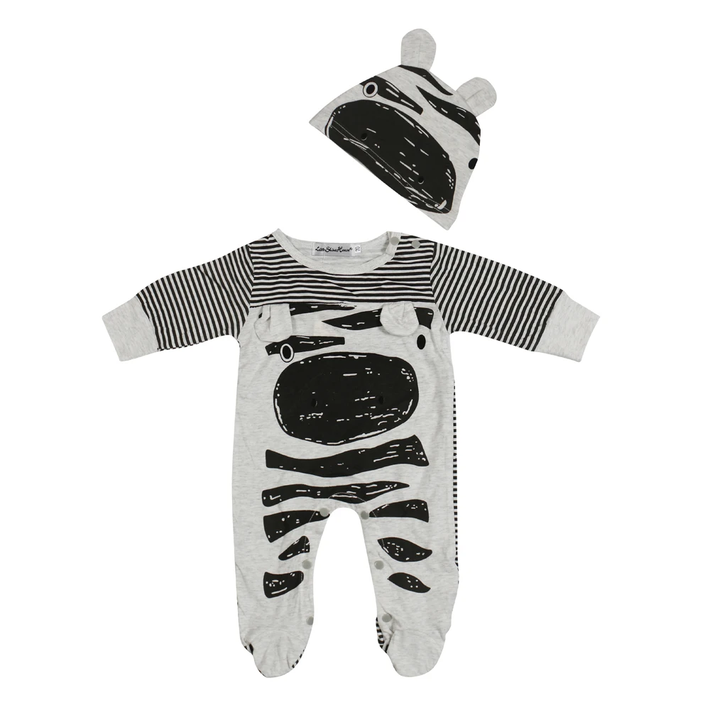 Детский комбинезон с длинными рукавами хлопковый мультяшным животным для