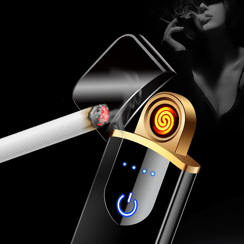 Зарядка через usb Touch Электронная зажигалка ветрозащитный Электрический провода металлическая зажигалка для мужчин для женщин курить интимные аксессуары зажигалки зажигалка usb