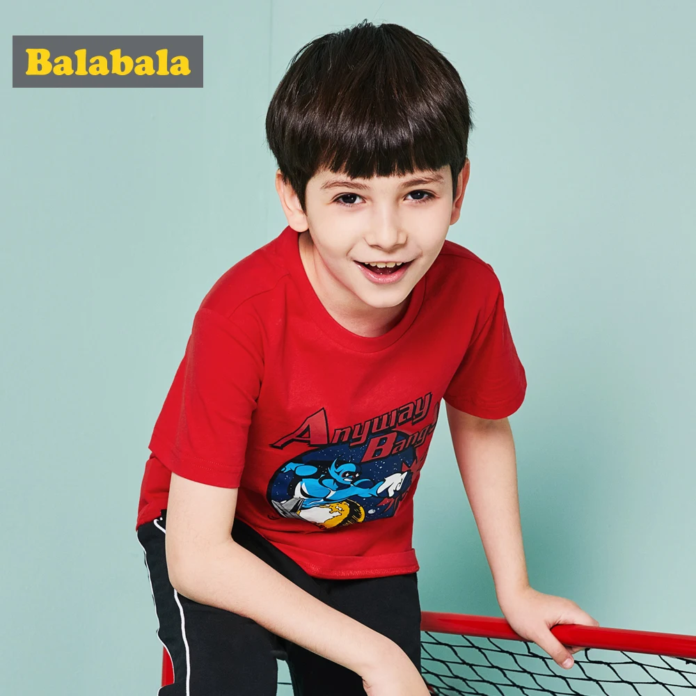 Balabala/Детские футболки для мальчиков топы с круглым вырезом и короткими рукавами