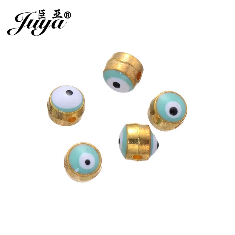 light blue JUYA 50 шт/лот дешевле сплав металла круглый 5 мм модное ожерелье от сглаза Распорки бусины для самостоятельного изготовления ювелирных изделий Аксессуары AE0001 - Цвет: light blue