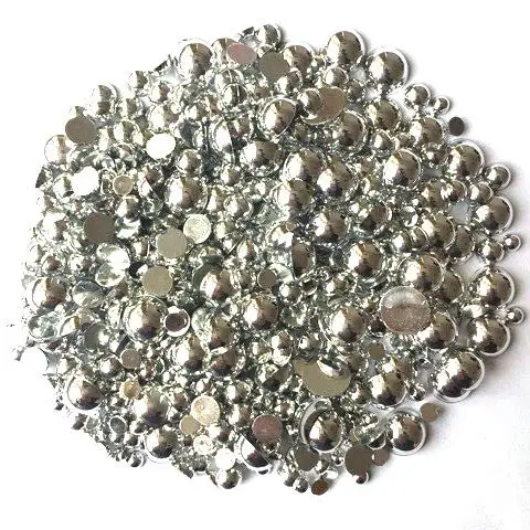 Silver mix 500 шт 4-12 мм белые цвета слоновой кости, пастельные серебряные золотые рождественские смешанные полукруглые жемчужины для скрапбукинга, украшения для ногтей - Цвет: Silver mix