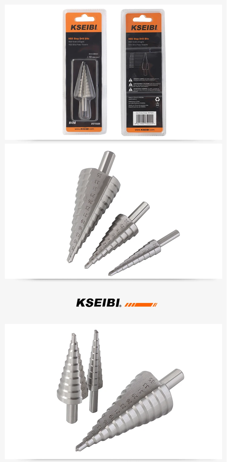 KSEIBI 571195-571257 высокое качество HSS M2 ступенчатые сверла промышленного класса для сверления листового металла