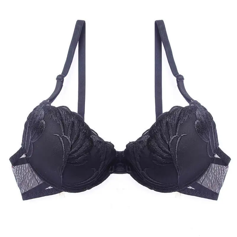 BLACK Bra Lilymoda, сексуальный женский, хит, женский бюстгальтер, трусы, бюстгальтер, нижнее белье, пуш-ап, вышивка, бюстгальтер, трусики, комплект нижнего белья, стринги, бесшовные трусики - Color: BLACK Bra
