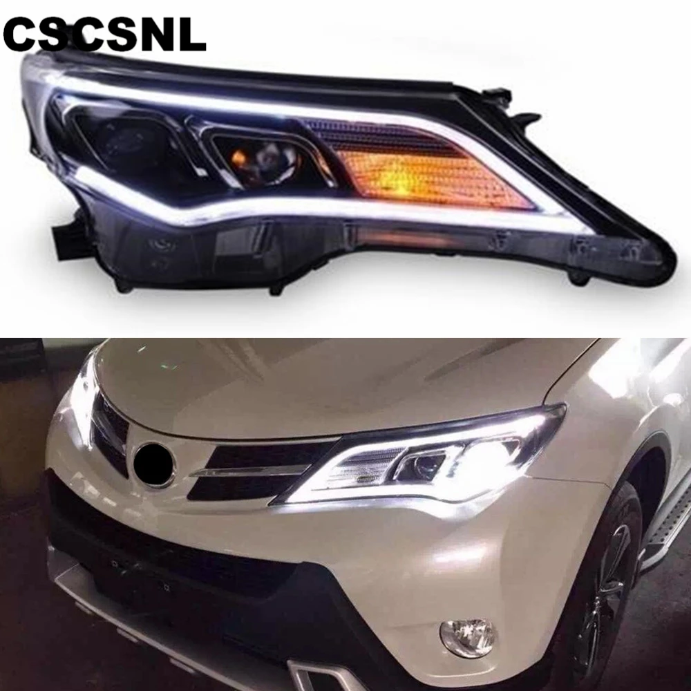 2 шт. для Toyota RAV4 светодиодный фары 2013 RAV 4 фары DRL Bi Xenon объектив Высокий Низкий луч парковка противотуманная фара передняя фара