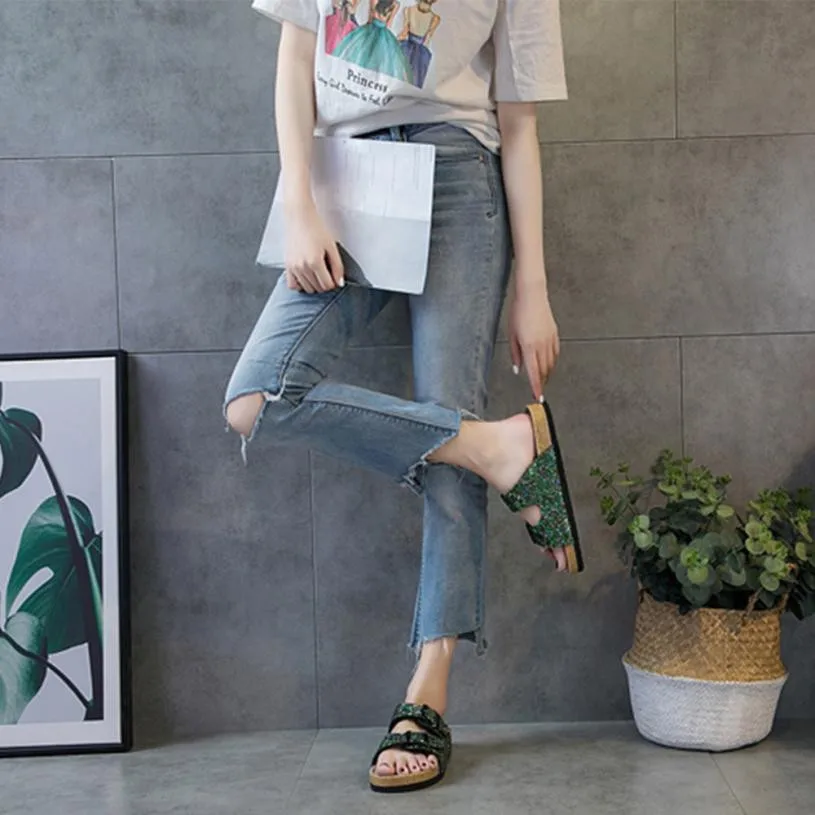 Женские шлепанцы сандалии летняя пляжная обувь с перекрестными ремешками и