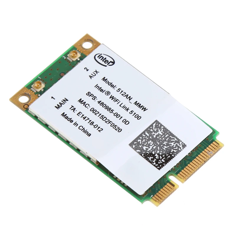 2021   Link Intel 5100 WIFI 512AN_MMW 300M Mini PCI-E  Wireless WLAN Card 2, 4/5