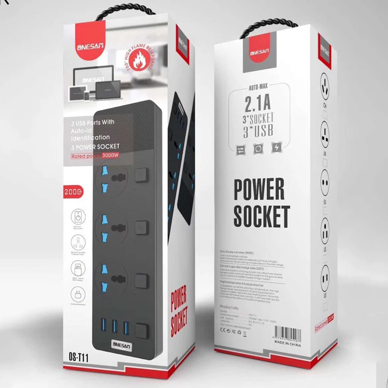 Power Strip Wall Multiple Socket Plug 3 Ports 4 Sub-control Switch USB Jack Quick Fast Charge Outlet Extension Safety for EU | Электроника