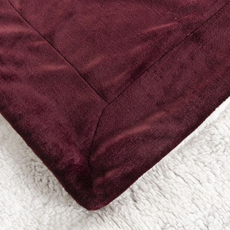 Slowdream Hot Sale Thick Sherpa Throw Wine Blanket Weighted Flannel Fleece Queen King Adult Summer For Bed Or Couch 1PCS | Дом и сад