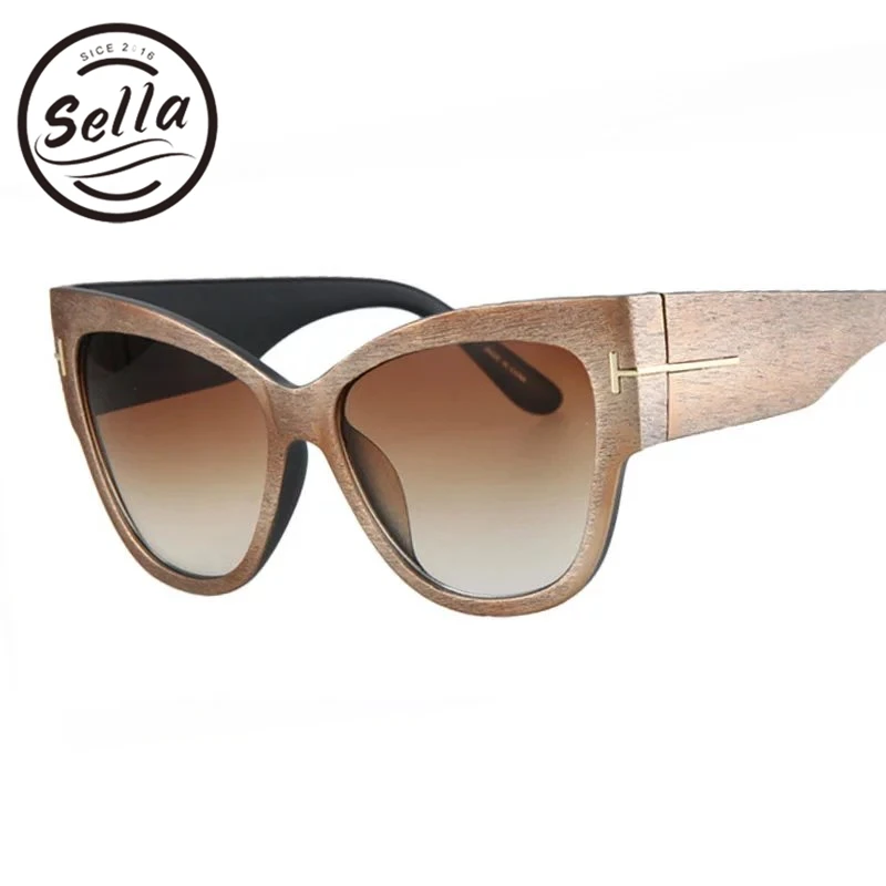 Sella винтажные негабаритные кошачий глаз солнцезащитные очки модные брендовые
