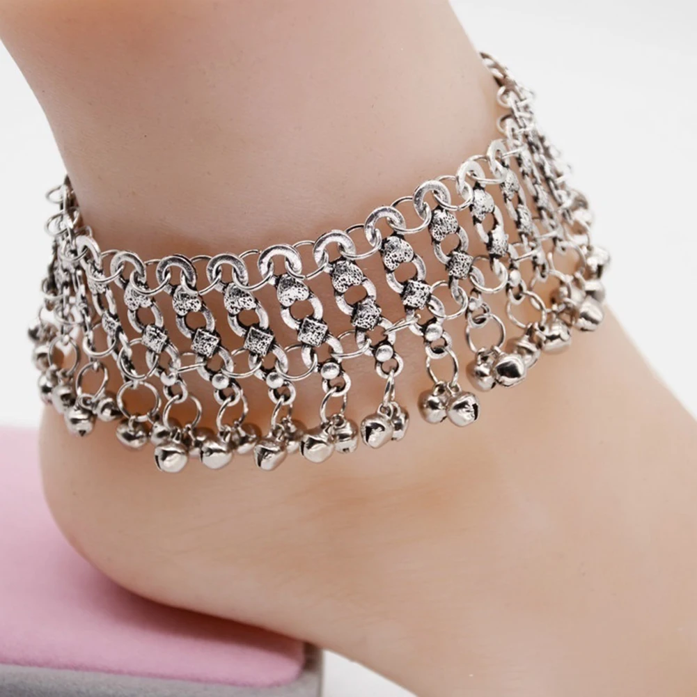 Женский пикантный винтажный браслет на ногу цепочка колокольчик бусины кисточка