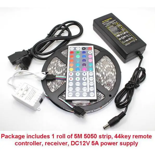 Нет водонепроницаемых RGB светодиодных полос SMD5050 44key ИК-пульт для праздничного
