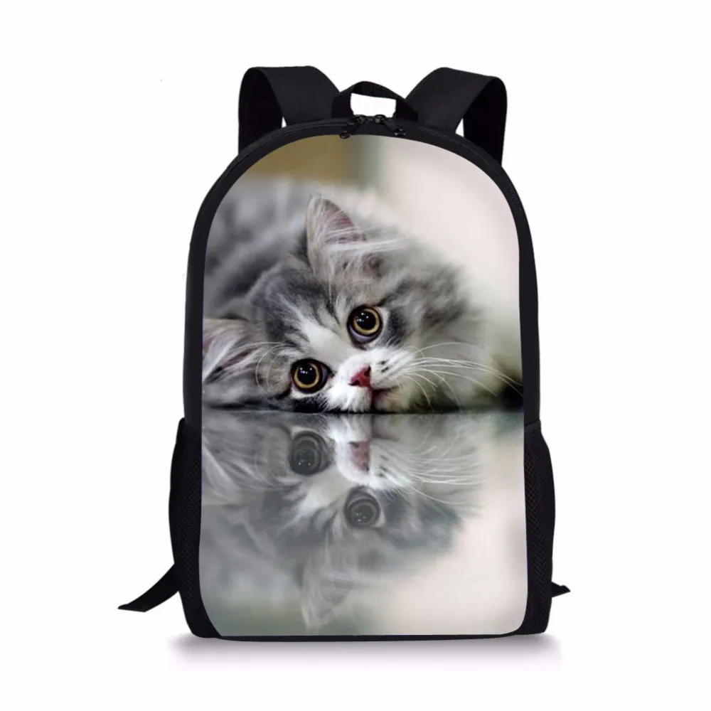FORUDESIGNS/Очаровательные школьные сумки с котенком и кошкой для девочек-подростков; рюкзак для студентов; Kawaii; фиолетовый рюкзак; Mochila; Новинка года - Цвет: W3760C