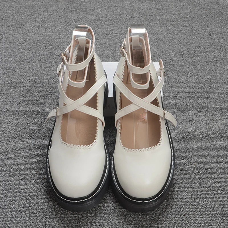 

Summer Vintage Japanese Mori Girl Cosplay JK Uniform Lolita ShoesLolita Shoes Cute Heavy-Bottomed Round Head Women Shoes