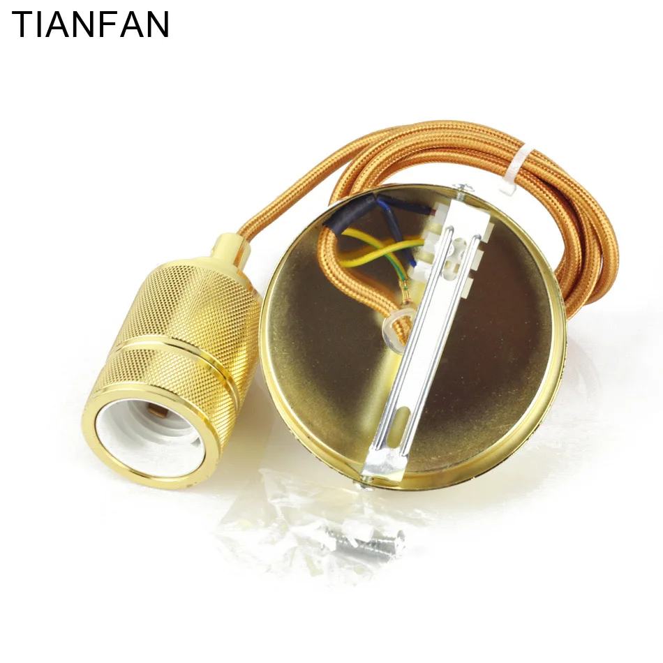 Винтажный подвесной светильник E27 золотистое основание для лампы в стиле ретро с