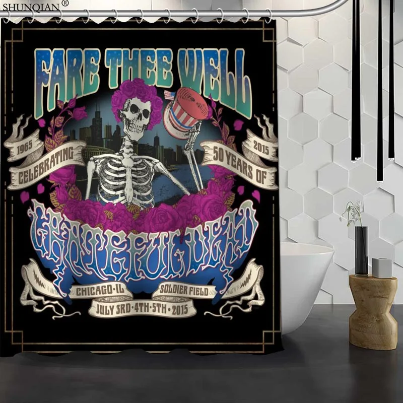 

New Grateful Dead Custom Shower Curtain Waterproof Fabric Bath Curtain Polyester Fabric Bathroom Curtain 18-4.11