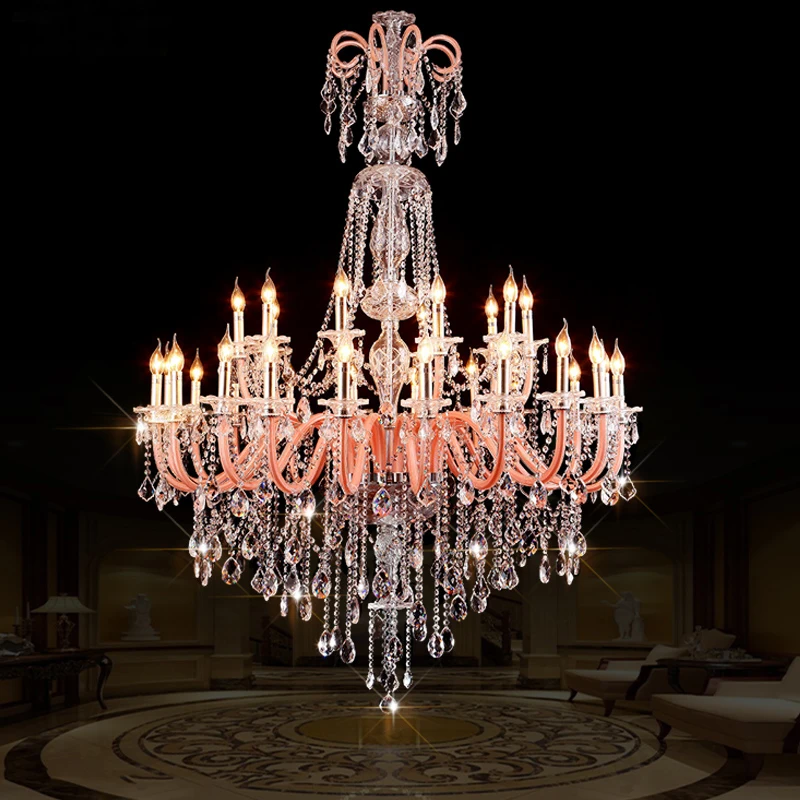 

Luxury Crystal European Style Living Room Chandeliers Hotel Large Lobby Crystals Chandelier Atmosphere Restaurant LED Lamps