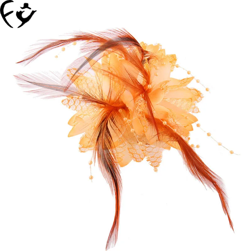 Свадебный головной убор ручной работы из бисера для невесты цветочная тканевая