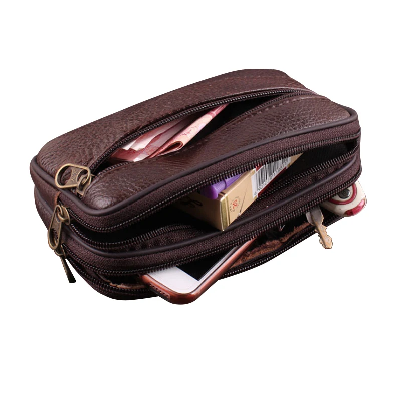 Мужской кожаный ремень с двойной молнией многофункциональный 6 дюймовый