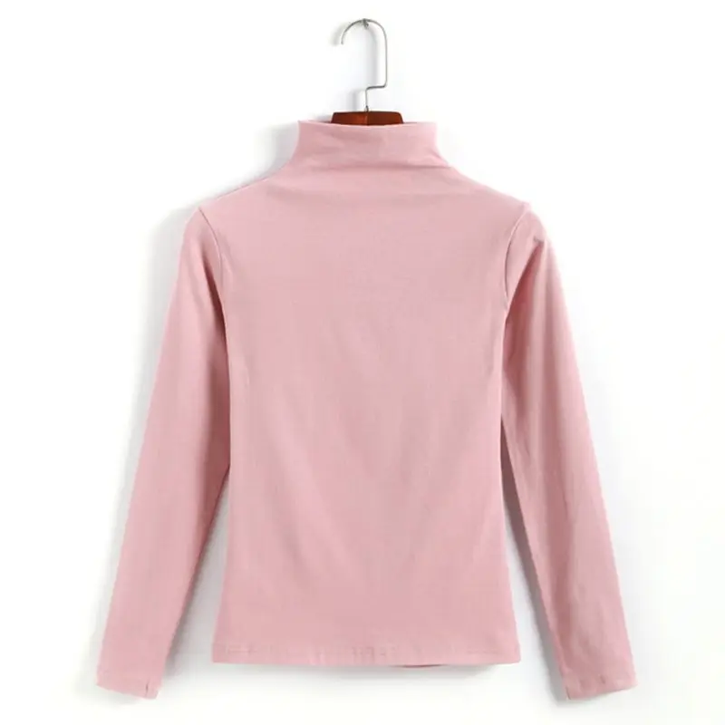 PINK 220 GIGOGOU Женская хлопковая Футболка весна осень длинный рукав Топ Футболка Корея Повседневная футболка приталенная женская футболка - Цвет: PINK 220