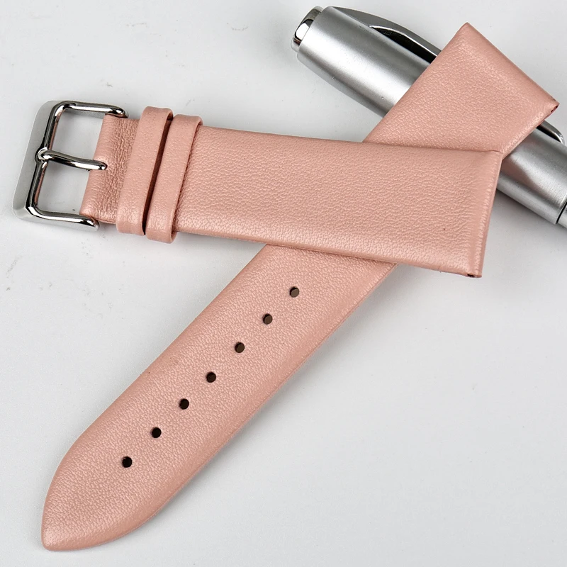 MAIKES Fashion Pink Watch band Women Watch Accessories Real Cow Leather Watch Strap Bracelet Watchbands For DW CK SEIKO CITIZEN