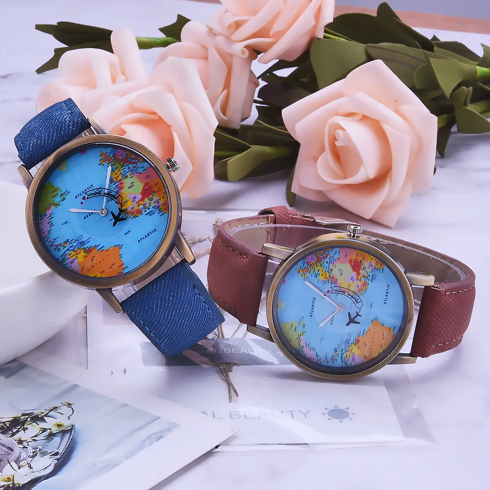 2019 New Arrive Simple Casual Women Men Watches Leather Quartz Wristwatches Map Dial Montre Femme Horloge Zegarek Damski | Наручные часы