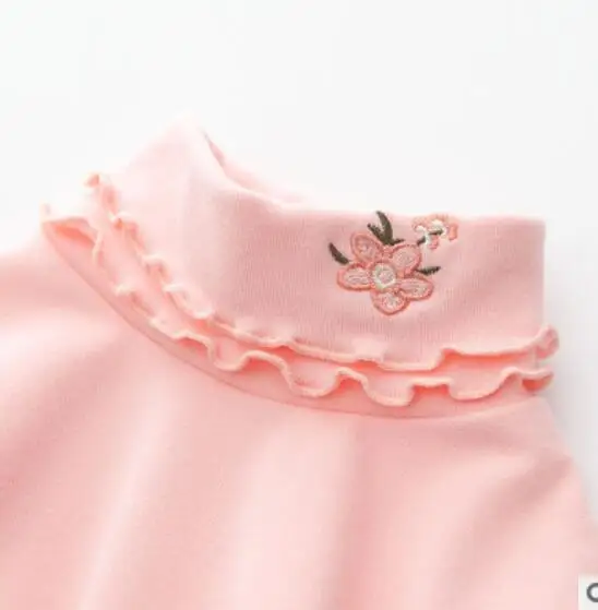 flower pink Детская Весенняя хлопковая водолазка с длинными рукавами для маленьких девочек, футболка для девочек, базовая футболка, топы для детей 1, 2, 3, 4, 5, 6 лет, Новинка - Цвет: flower pink