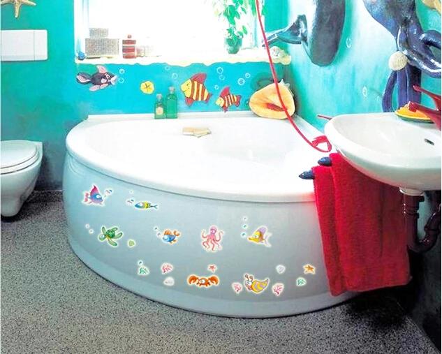 

Undersea World Fish Tortoise Octopus Removable Eiffel luminous Fluorescent Wall Stickers Home Decoration for kids rooms bathroom