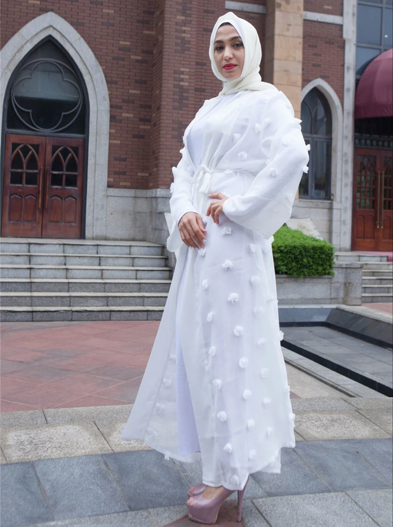 Liffle мех кардиган с аппликацией мусульманский абайя Для женщин Мусульманские