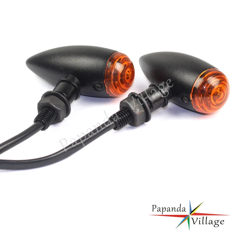 Universal Black Motorbike 12V LED Turn Signal Light Indicators Flasher Blinker Amber for Harley Custom Softail Cafe Racer |