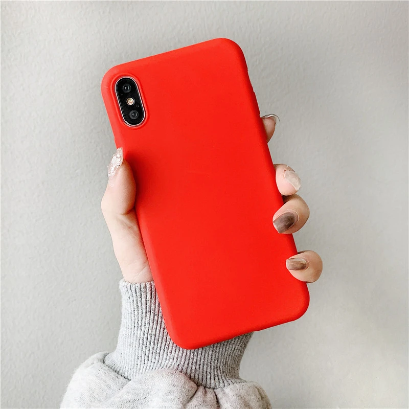 Красный Чехол для телефона Ottwn карамельного цвета s для iPhone 11 Pro Max 7 Чехол 8 Plus X XR XS Max ультратонкий задний Чехол 5 5S SE 6 6splus мягкий силиконовый - Цвет: Красный