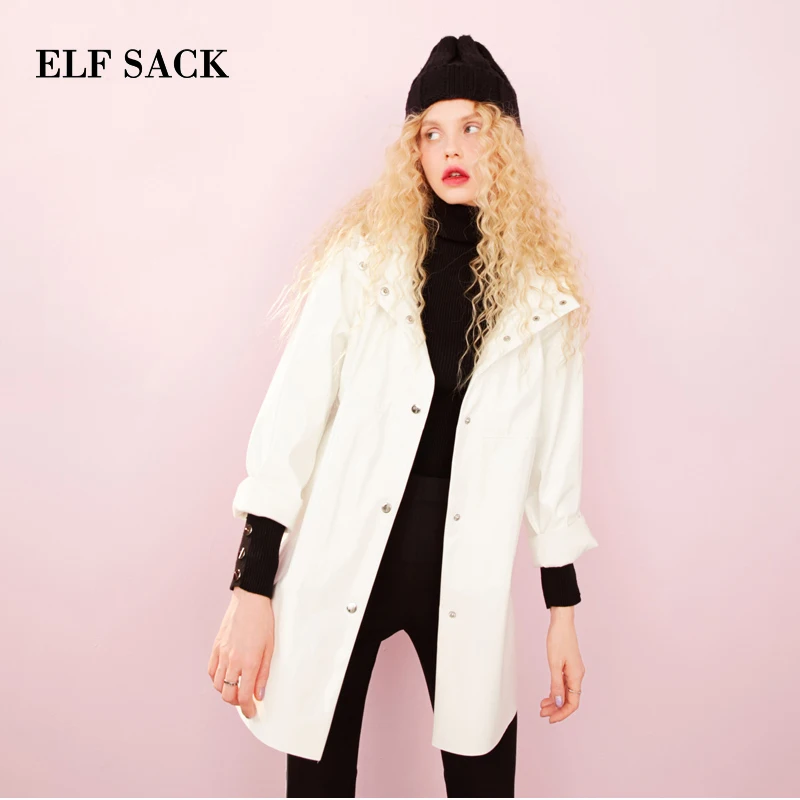 ELFSACK, Осенние новые женские пальто, повседневные, с широкой талией, одноцветные, женские куртки с отложным воротником, женская верхняя одежда, пальто, женские куртки