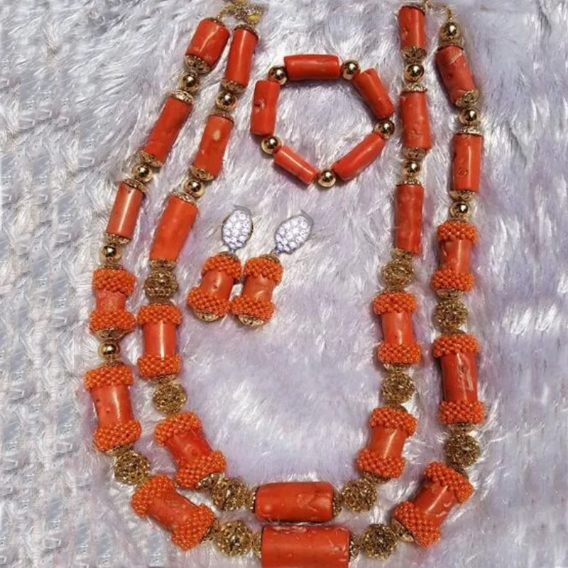 Дудо Jewelry Цепочки и ожерелья и серьги большой Коралловые бусы нигерийские Свадебные украшения комплект женские украшения комплект