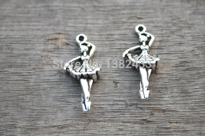 15 шт. подвески для балерины Античные тибетские серебряные тона балета девочек 33x29