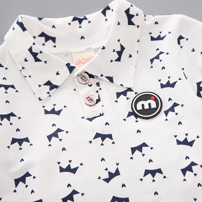 Летняя футболка с короткими рукавами и принтом короны для маленьких мальчиков