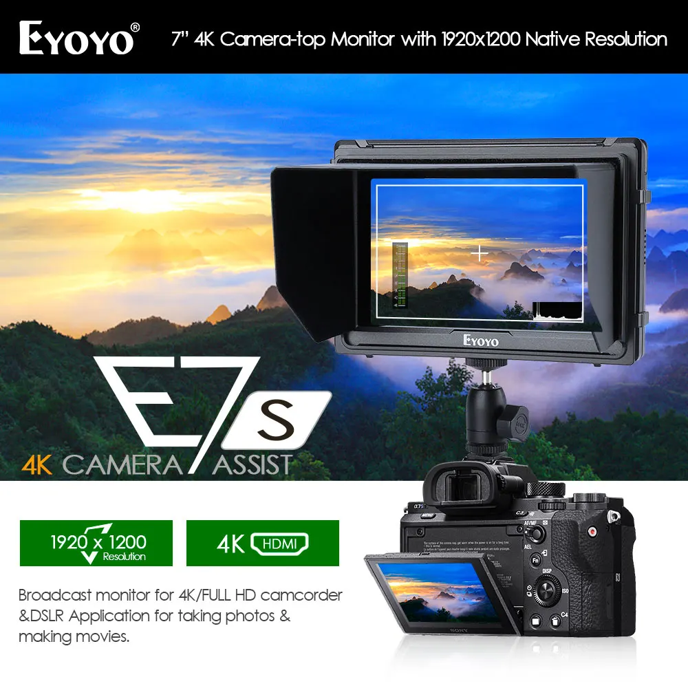 E7S 7 дюймов SDI 4 K HDMI DSLR камера полевой монитор ультра яркий Full HD 1920x1200 lcd ips FW279S для Canon